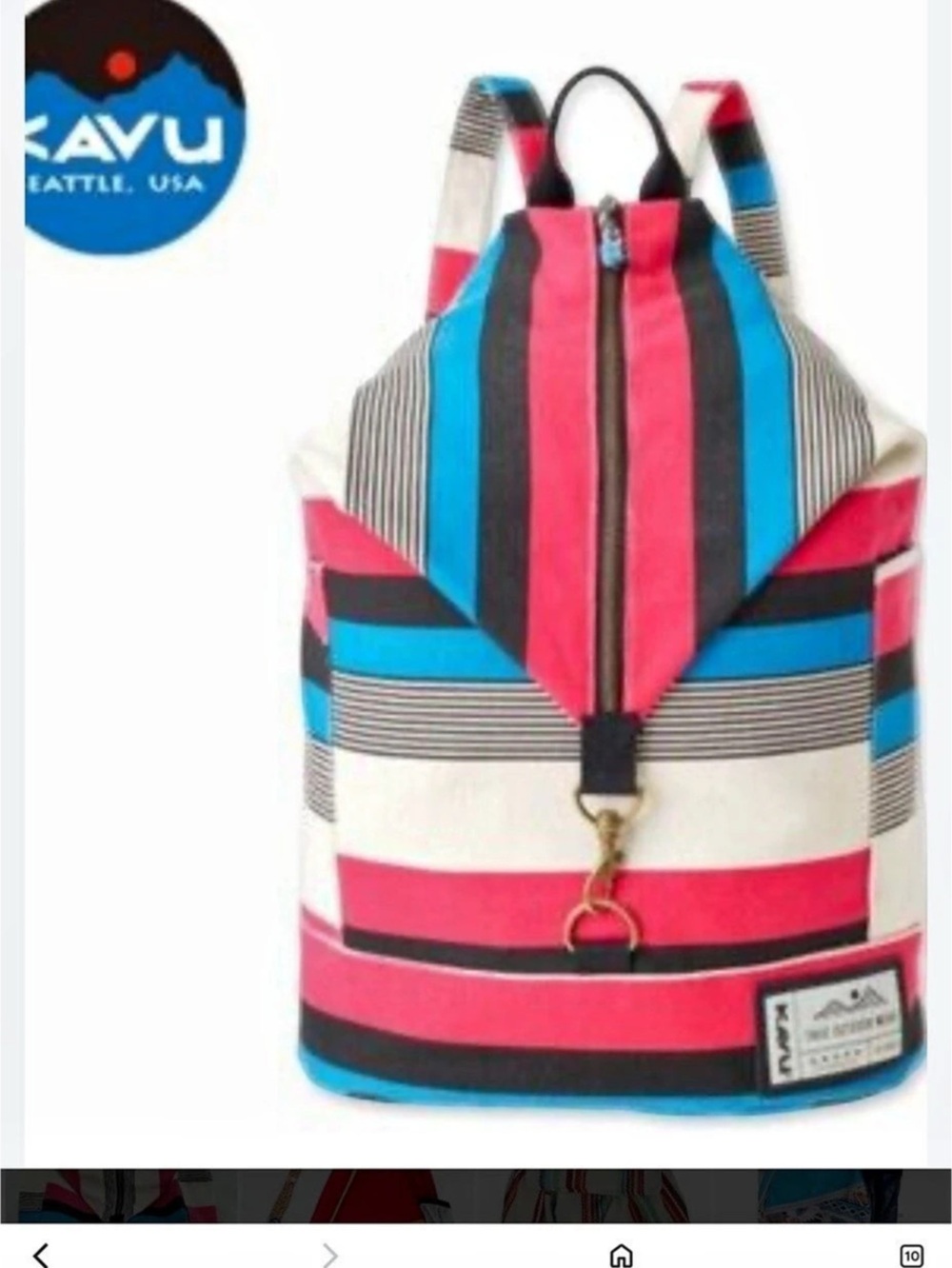 KAVU Free Range Sail Stripe Backpack in Blue & Pink NWT canvas outdoors hiking